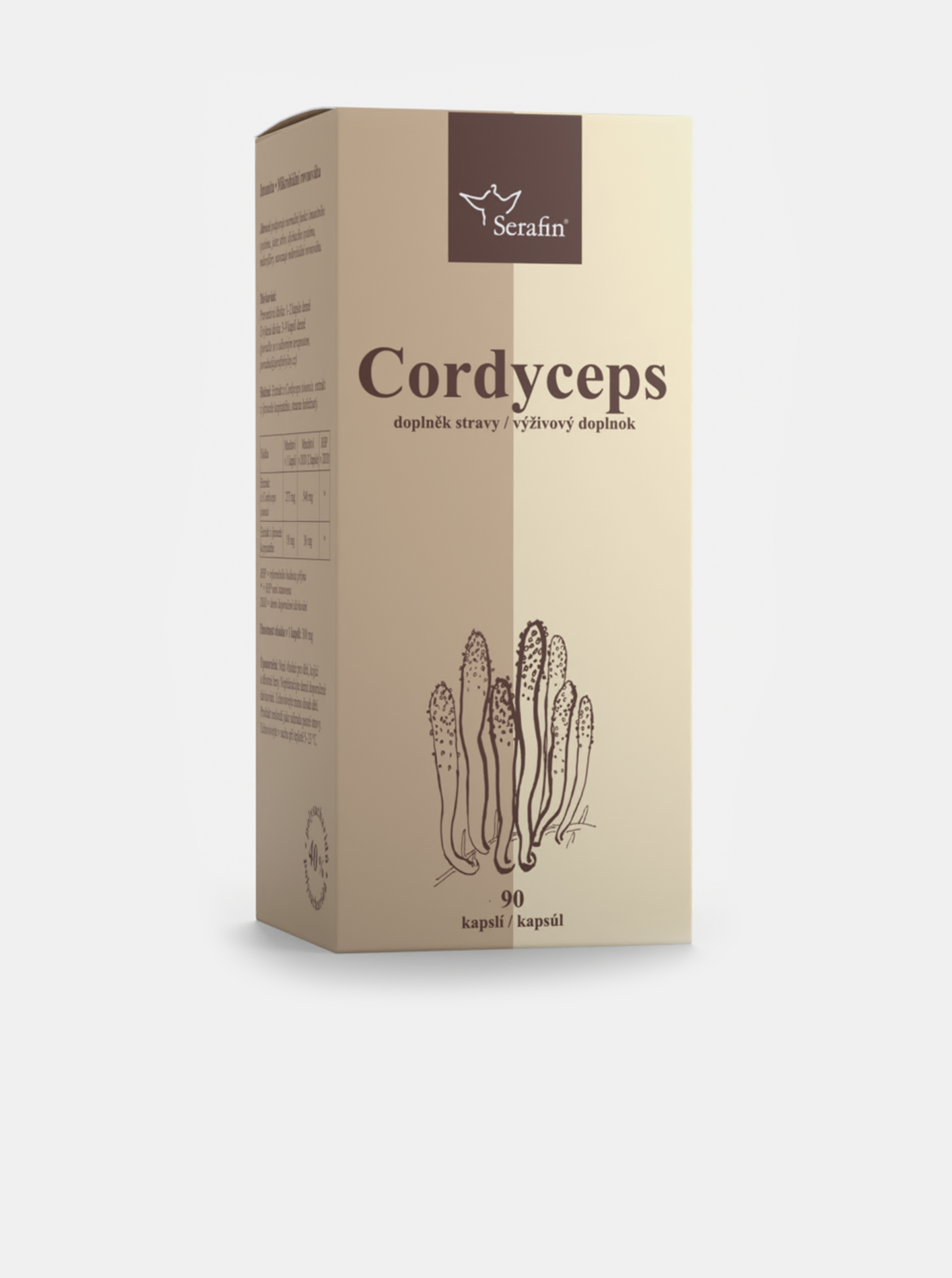 Fotografie Cordyceps s jitrocelem - 40% polysacharidů Serafin (90 kapslí)