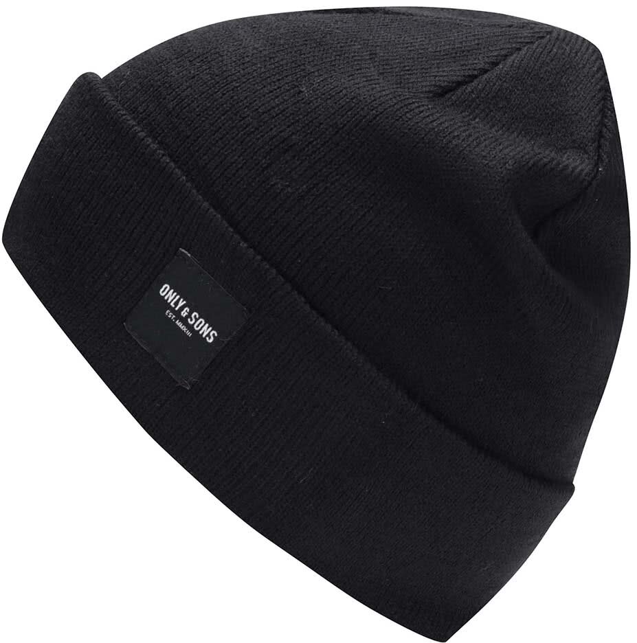Černá čepice s nášivkou ONLY & SONS Beanie