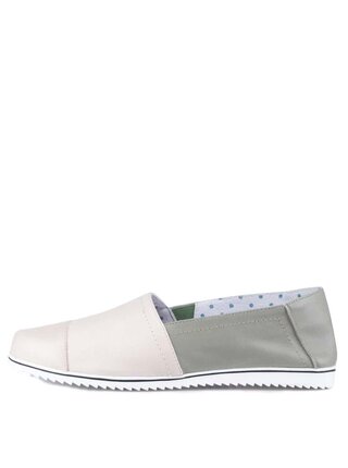 Béžovo-zelené kožené loafers OJJU