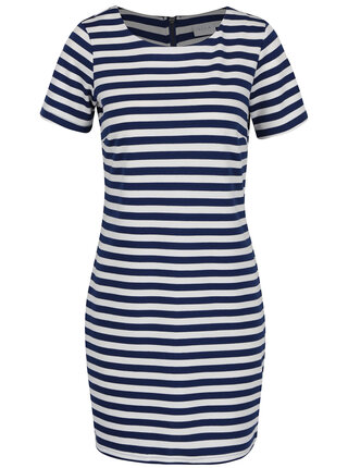 Rochie crem&bleumarin VILA Tinny cu dungi