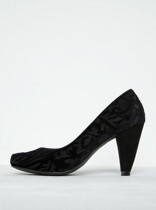 Pantofi negri cu toc conic si imprimeu floral - Ruby Shoo Leah