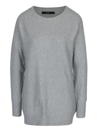 Svetlosivý melírovaný oversize sveter s prímesou vlny z alpaky VERO MODA Colma