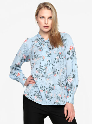 Bluza albastra cu print floral si funda - French Connection Kioa