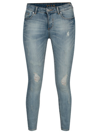 Blugi albstru deschis skinny fit cu efect de uzura - VILA Commit