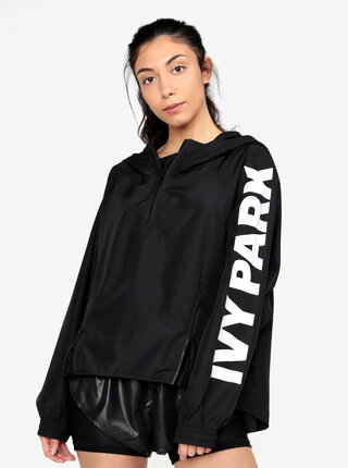 Černý šusťákový anorak s kapucí Ivy Park