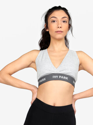 Šedá podprsenka s překládaným výstřihem Ivy Park
