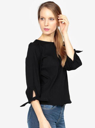 Čierna rebrovaná blúzka VERO MODA Sia