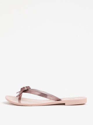Papuci flip-flop roz cu funda si aspect metalic Melissa Harmonic Chrome