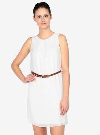 Rochie crem cu croi drept si curea - Haily´s Tanja