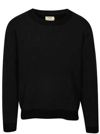 Pulover negru cu gri cu model Herringbone HYMN