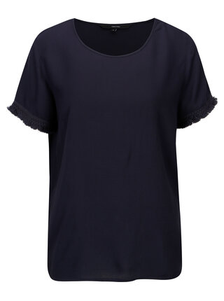 Tricou bleumarin cu model discret si franjuri - VERO MODA Mynte