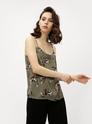 Khaki květovaný top VERO MODA Simply