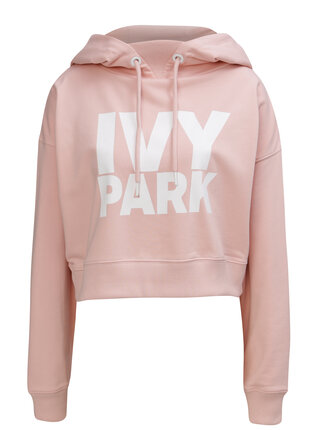 Světle růžová oversize krátká mikina s kapucí Ivy Park