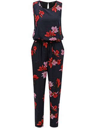 Tmavě modrý květovaný overal VERO MODA Katy