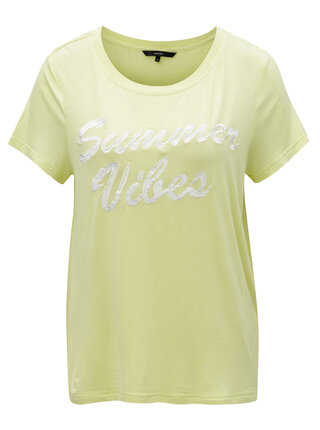 Tricou galben cu broderie VERO MODA Fally