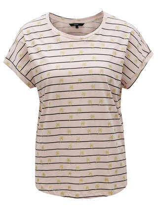Tricou roz deschis in dungi VERO MODA Helmer