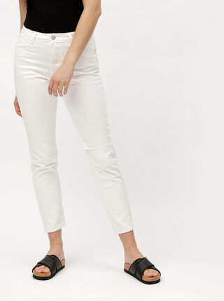 Bílé zkrácené mom džíny s vysokým pasem MISSGUIDED