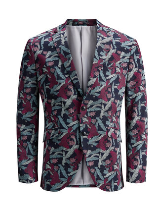 Vínovo-modré vzorované sako Jack & Jones Blane