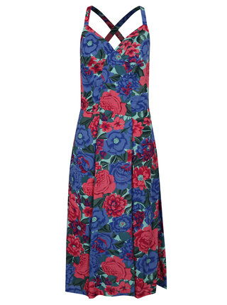 Rochie roz-albastru cu model floral Fever London Dahlia