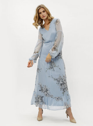 Rochie maxi albastra cu print floral - VERO MODA Satina