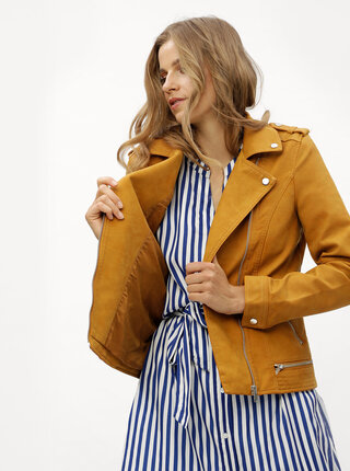 Hořčicový koženkový křivák VERO MODA World