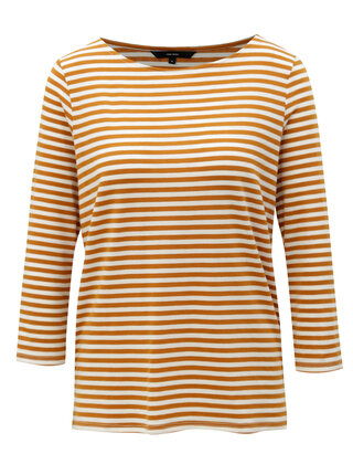 Tricou mustar in dungi cu maneci 3/4 VERO MODA Jany
