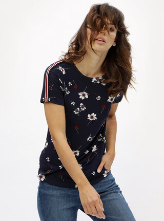 Tmavě modré květované tričko Dorothy Perkins