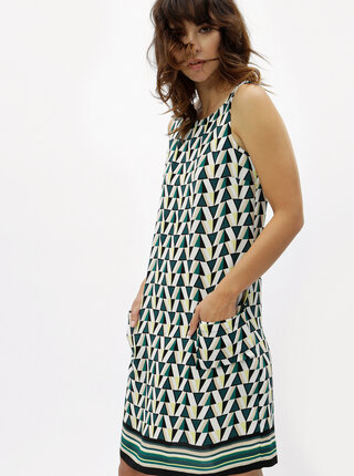 Bílo-zelené vzorované volné šaty Dorothy Perkins