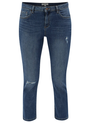 Modré skrátené boyfriend rifle s potrhaným efektom Dorothy Perkins Taylor