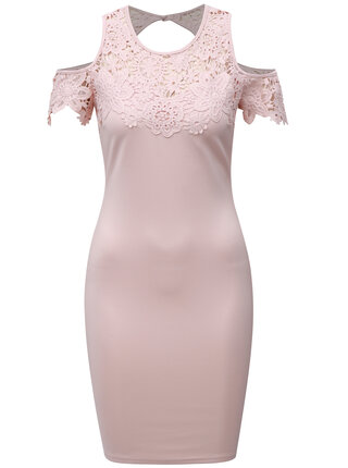 Rochie mulata roz deschis cu dantela si decupaje pe umeri AX Paris