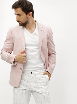 Světle růžové žíhané sako Burton Menswear London