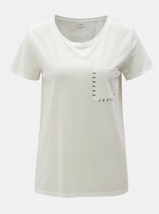Tricou alb cu buzunar la piept Jacqueline de Yong Goa