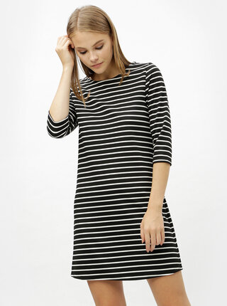 Rochie alb-negru in dungi cu maneci 3/4 ONLY Brilliant