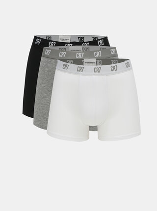 Set de 3 perechi de boxeri gri&albi&negri CR7