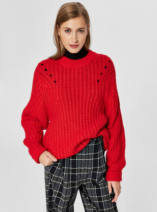 Červený svetr s příměsí vlny Selected Femme Ginna