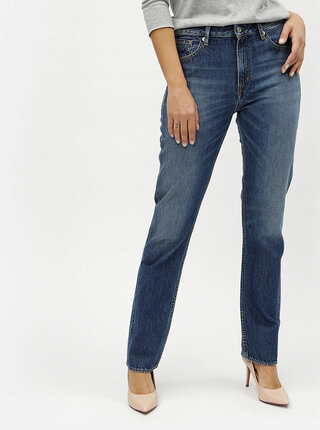 Blugi de dama albastri straight cu talie inalta Kings of Indigo Kimberley