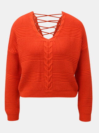 Pulover rosu scurt lejer cu snur Miss Selfridge
