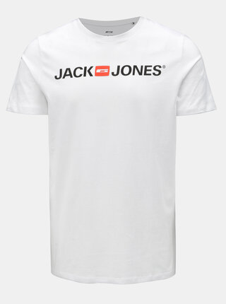Tricou alb cu print Jack & Jones