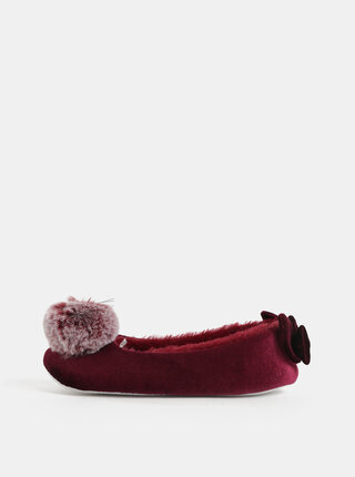 Set cadou de papuci bordo cu pom pom si funda Something Special