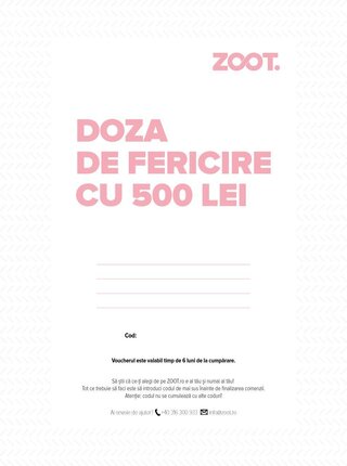 Card cadou electronic in valoare de 500 Lei