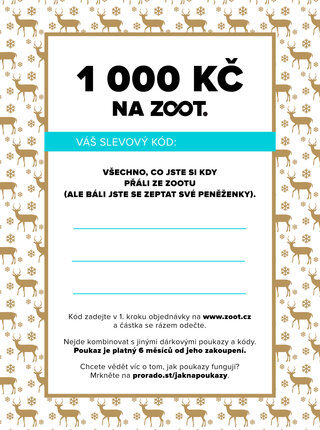 Vánoční elektronický poukaz na ZOOT v hodnotě 1000 Kč