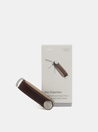 Tmavohnedá kožená kľúčenka Orbitkey
