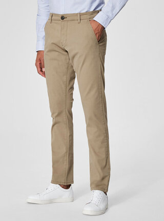 Pantaloni chino bej din bumbac Selected Homme Three Paris