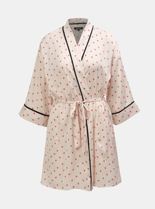 Halat de baie roz deschis lejer cu model si buzunare DKNY