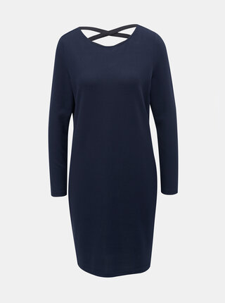 Rochie albastru inchis tricotata cu barete la spate Jacqueline de Yong Emily
