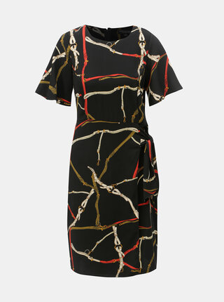 Čierne vzorované šaty so zaväzovaním Dorothy Perkins