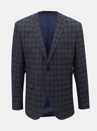 Tmavomodré kockované oblekové slim sako Selected Homme Logan
