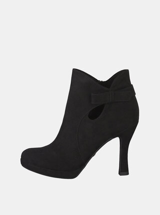 Botine negre cu aspect de piele intoarsa Tamaris