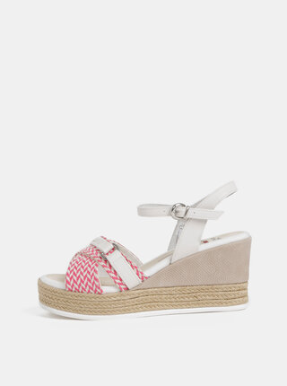 Sandale crem-roz de dama cu platforma wedge U.S. Polo Assn.
