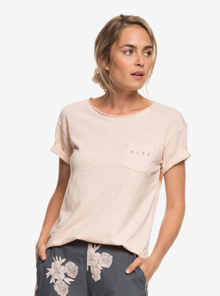 Tricou roz deschis cu buzunar Roxy Star Solarb